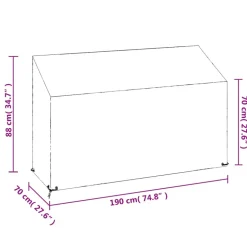 VIDAXL - Housse de banc de jardin 8 艙illets 190x70x70/88 cm polyéthylène