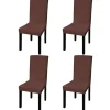VIDAXL - Housse de chaise droite extensible 4 pcs marron
