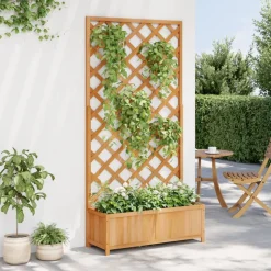 VIDAXL - Jardinière avec treillis marron bois massif de sapin