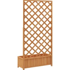 VIDAXL - Jardinière avec treillis marron bois massif de sapin