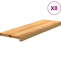 VIDAXL - Marches d'escalier 8 pcs marron clair 80x25x2 cm chêne massif
