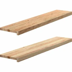 VIDAXL - Marches d'escalier 2 pcs non traité bois de chêne massif