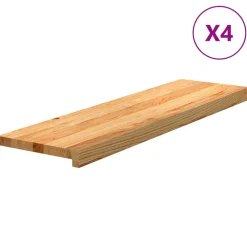 VIDAXL - Marches d'escalier 4 pcs marron clair 90x30x2 cm chêne massif