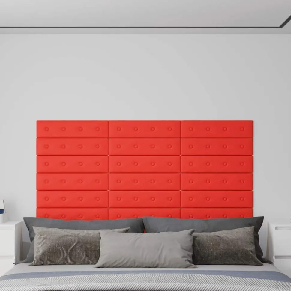 VIDAXL - Panneaux muraux 12 pcs rouge 60x15 cm similicuir 1,08 m²