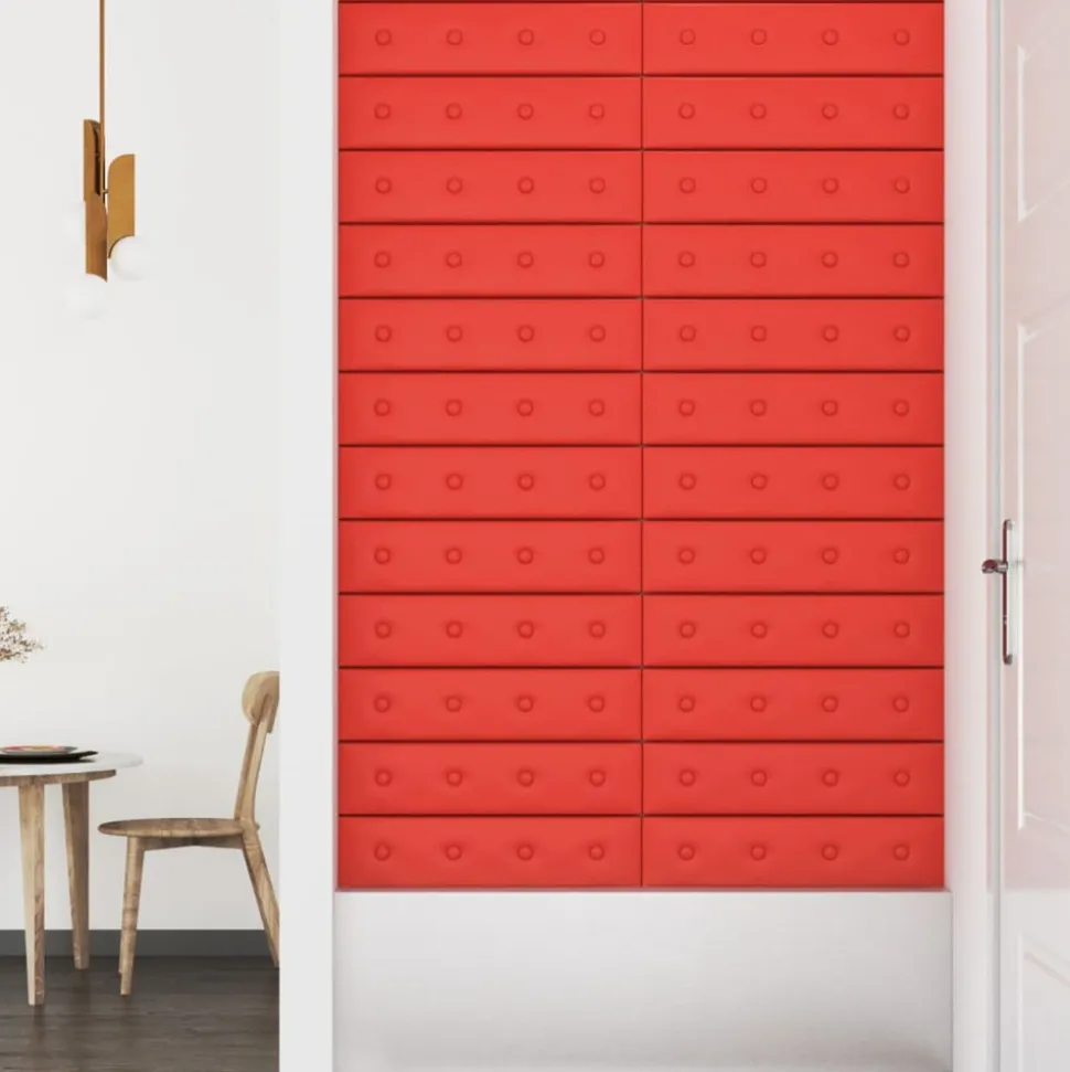 VIDAXL - Panneaux muraux 12 pcs rouge 60x15 cm similicuir 1,08 m²