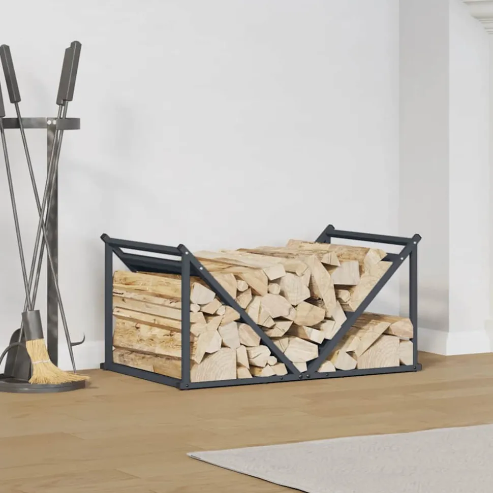 VIDAXL - Portant de bois chauffage anthracite 70x43x34,5 cm