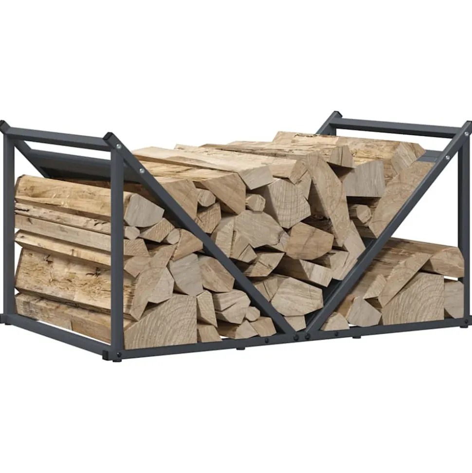 VIDAXL - Portant de bois chauffage anthracite 70x43x34,5 cm