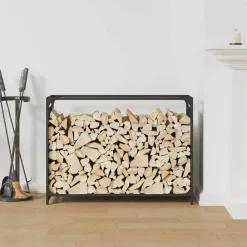 VIDAXL - Portant de bois chauffage noir 90x28x65 cm