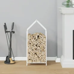 VIDAXL - Portant de bois chauffage blanc 40x25x90 cm