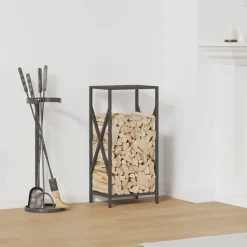 VIDAXL - Portant de bois chauffage noir 34x25x70 cm