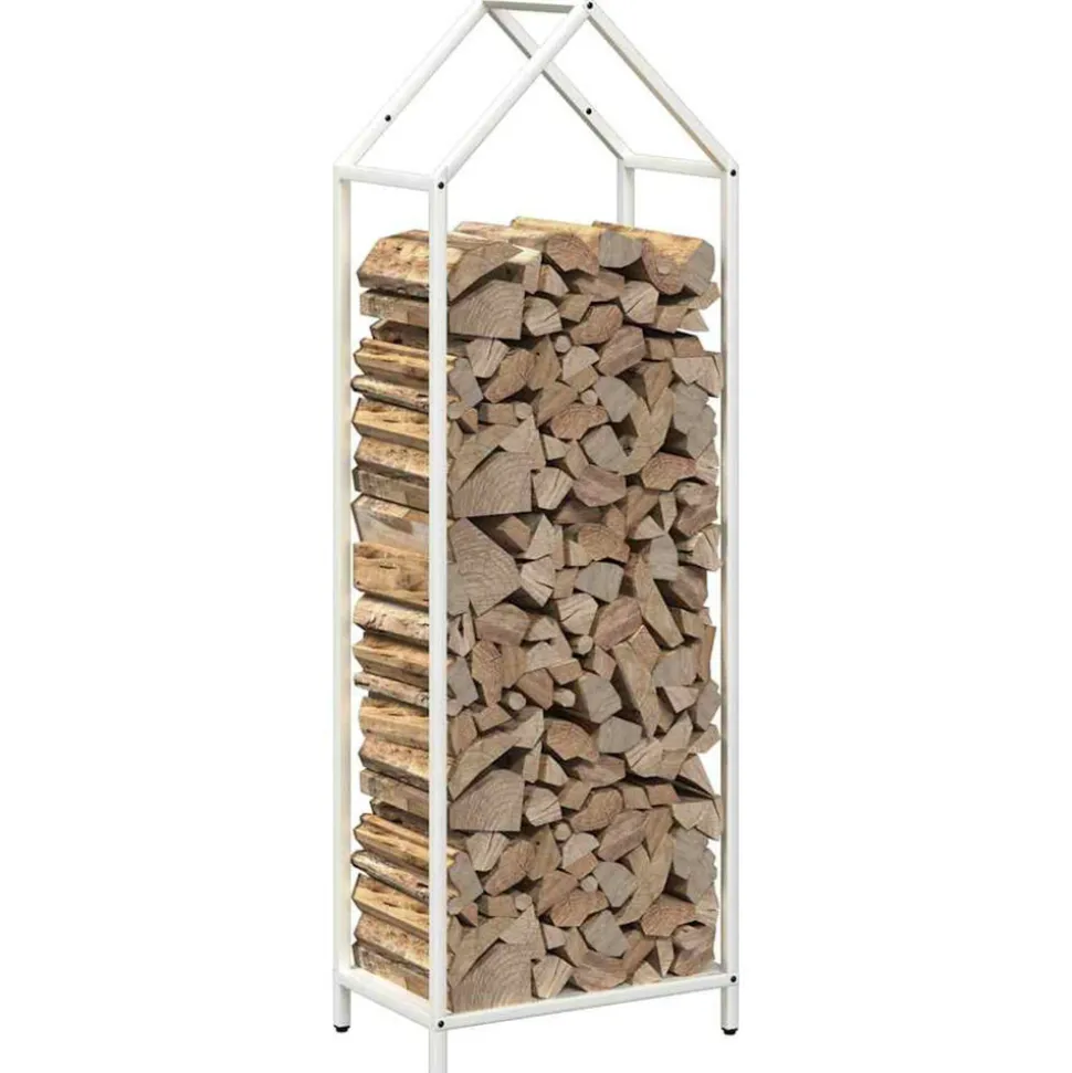 VIDAXL - Portant de bois chauffage blanc 40x25x120 cm