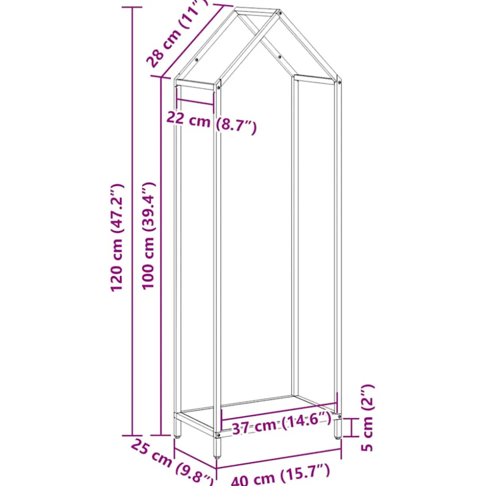 VIDAXL - Portant de bois chauffage blanc 40x25x120 cm