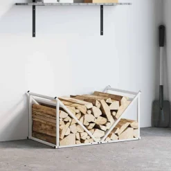 VIDAXL - Portant de bois chauffage blanc 70x43x34,5 cm