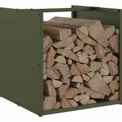 VIDAXL - Portant de bois chauffage vert olive 40x40x40 cm