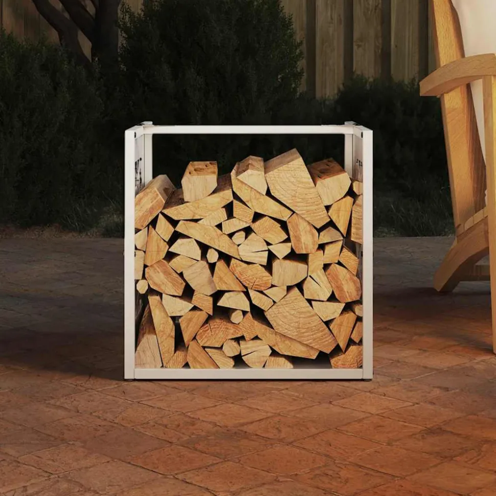VIDAXL - Portant de bois chauffage blanc 40x40x40 cm