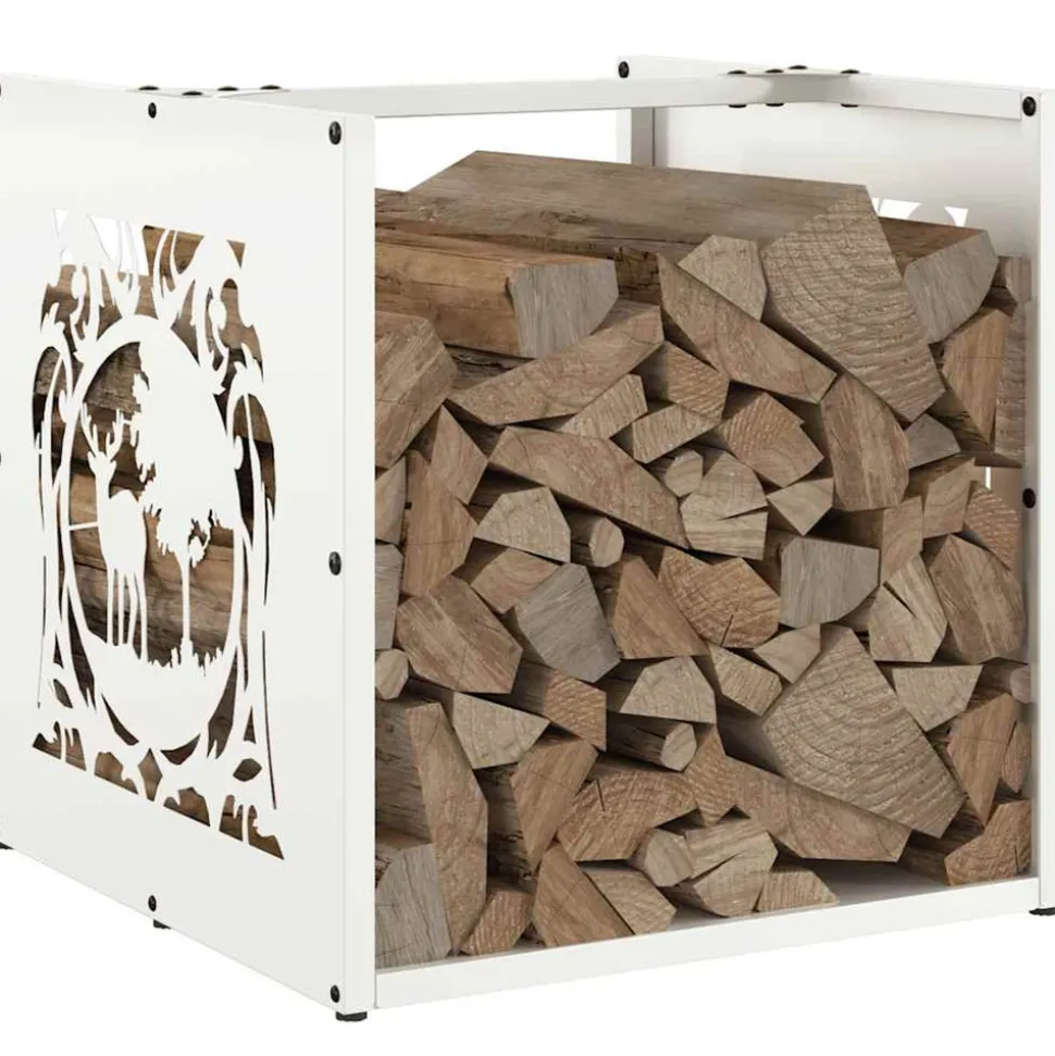 VIDAXL - Portant de bois chauffage blanc 40x40x40 cm