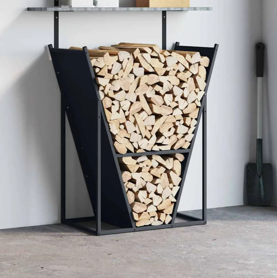VIDAXL - Portant de bois chauffage anthracite 69,5x35x81 cm