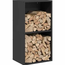 VIDAXL - Portant de bois chauffage noir 40x30x75 cm