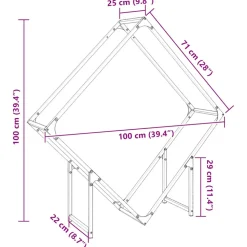 VIDAXL - Portant de bois chauffage noir 100x25x100 cm