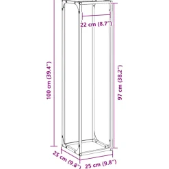 VIDAXL - Portant de bois chauffage anthracite 25x25x100 cm