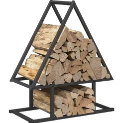 VIDAXL - Portant de bois chauffage noir 50x25x60 cm