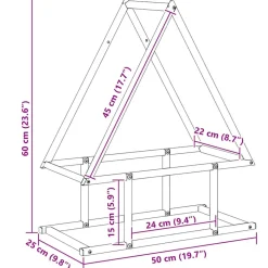 VIDAXL - Portant de bois chauffage noir 50x25x60 cm