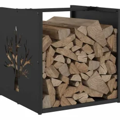 VIDAXL - Portant de bois chauffage noir 40x40x40 cm
