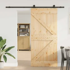 VIDAXL - Porte coulissante et kit de quincaillerie 90x210 cm pin massif