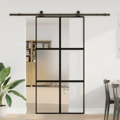 VIDAXL - Porte coulissante kit de quincaillerie trempé verre aluminium