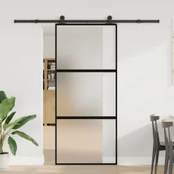 VIDAXL - Porte coulissante kit de quincaillerie trempé verre aluminium