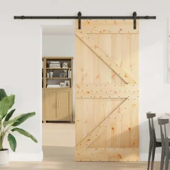 VIDAXL - Porte coulissante et kit de quincaillerie 100x210 cm pin massif