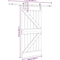VIDAXL - Porte coulissante et kit de quincaillerie 100x210 cm pin massif