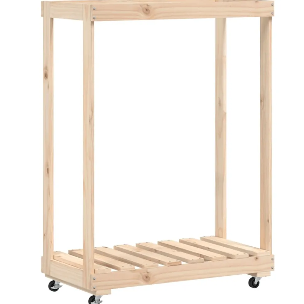 VIDAXL - Porte-bûches avec roulettes 76,5x40x108 cm bois massif de pin