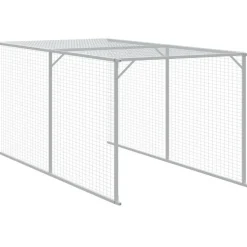 VIDAXL - Poulailler avec cour gris clair 117x609x123 cm acier galvanisé