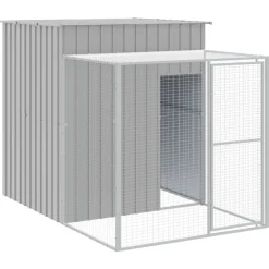 VIDAXL - Poulailler avec cour gris clair 165x659x181 cm acier galvanisé