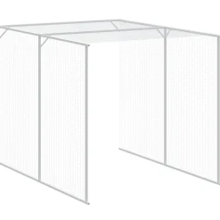 VIDAXL - Poulailler avec cour gris clair 165x659x181 cm acier galvanisé