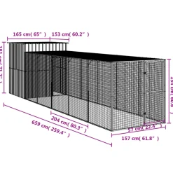 VIDAXL - Poulailler avec cour gris clair 165x659x181 cm acier galvanisé
