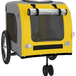 VIDAXL - Remorque de vélo pour animaux de compagnie jaune et gris