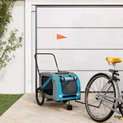 VIDAXL - Remorque de vélo pour animaux de compagnie bleu et gris
