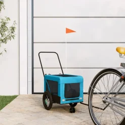 VIDAXL - Remorque de vélo pour animaux de compagnie bleu et noir