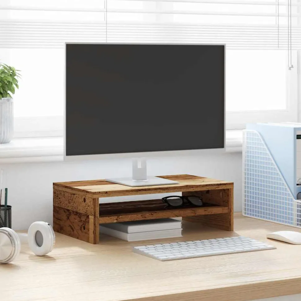 VIDAXL - Support de moniteur vieux bois 42 x 24 x 13cm bois d'ingénierie