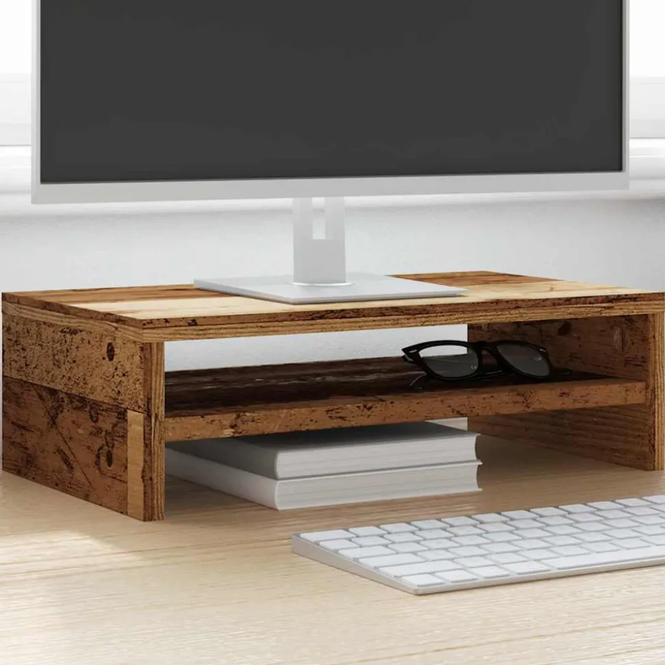 VIDAXL - Support de moniteur vieux bois 42 x 24 x 13cm bois d'ingénierie