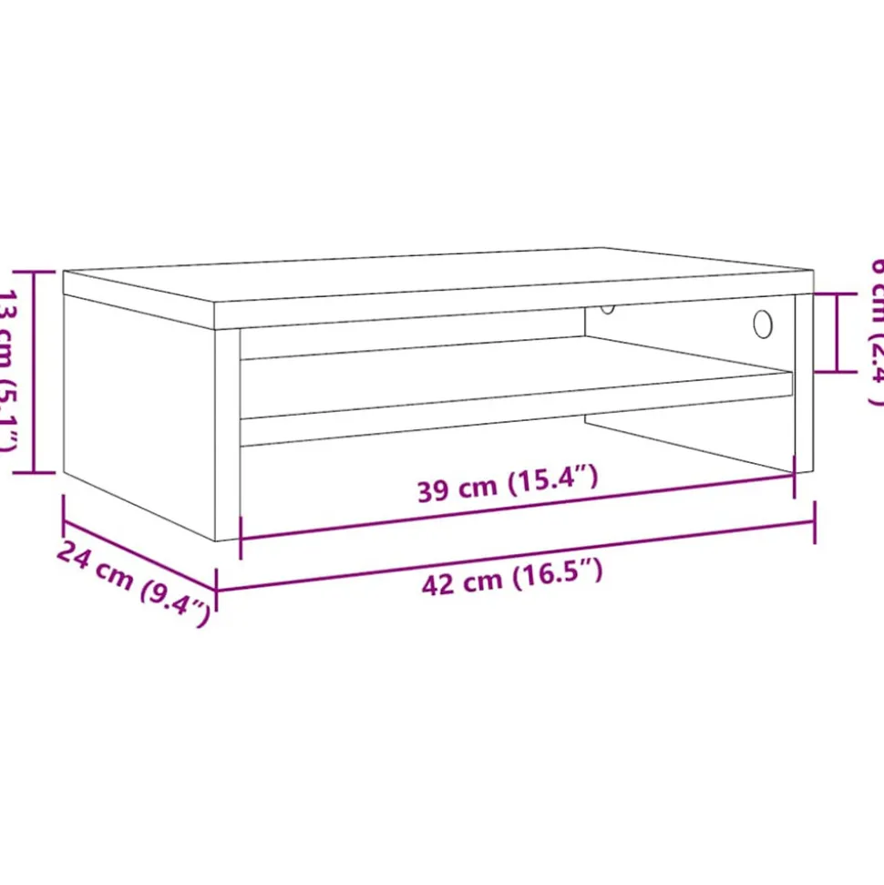 VIDAXL - Support de moniteur vieux bois 42 x 24 x 13cm bois d'ingénierie