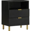 VIDAXL - Table de chevet noir 50x33x62 cm bois d'ingénierie