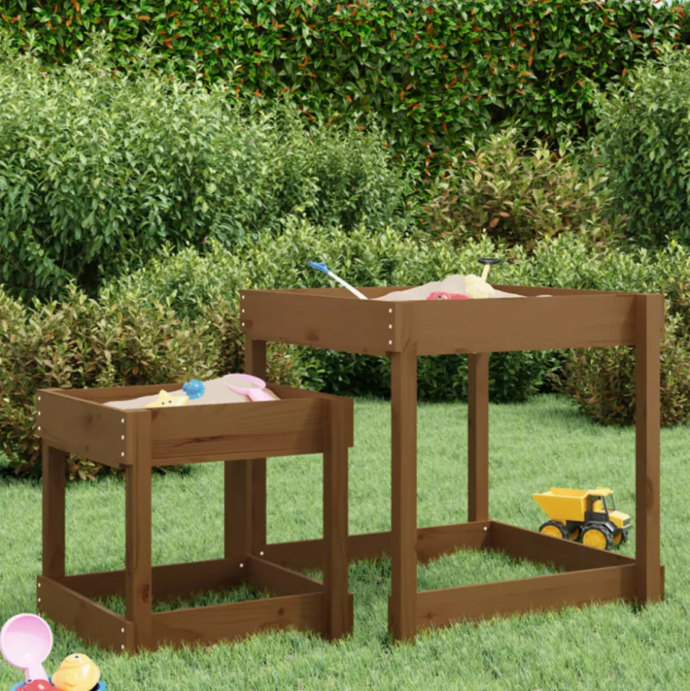 VIDAXL - Tables à sable 2 pcs marron miel bois de pin massif