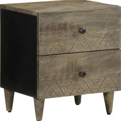 VIDAXL - Tables chevet 2 pcs gris clair 40x33x46 cm bois manguier solide