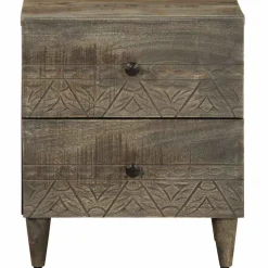 VIDAXL - Tables chevet 2 pcs gris clair 40x33x46 cm bois manguier solide