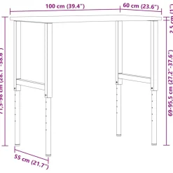 VIDAXL - Établi 100x60x(71,5-98) cm bois de chêne massif