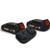 X-PERFORMER - Pack 2 batteries concept 20v lithium 2 ah pour la gamme d'outils electro-portatifs x-performer + double chargeur