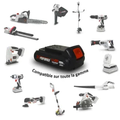 X-PERFORMER - Pack 2 batteries concept 20v lithium 2 ah pour la gamme d'outils electro-portatifs x-performer + double chargeur